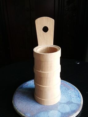Vintage 70s Mini Wooden Hanging Match Holder    or Salt Box